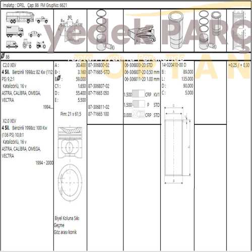 GOETZE OPEL PISTON SEGMAN 1.00 86MM VECTRAB ASTRAF ASTRAG X20XEV